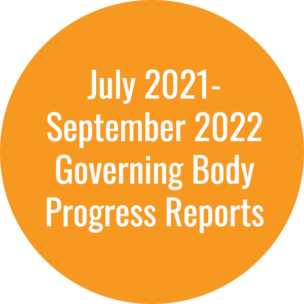 July 2021-September 2022 Governing Body Progress Reports Redevelopment Plans -- July 2021-September 2022 Governing Body Progress Reports